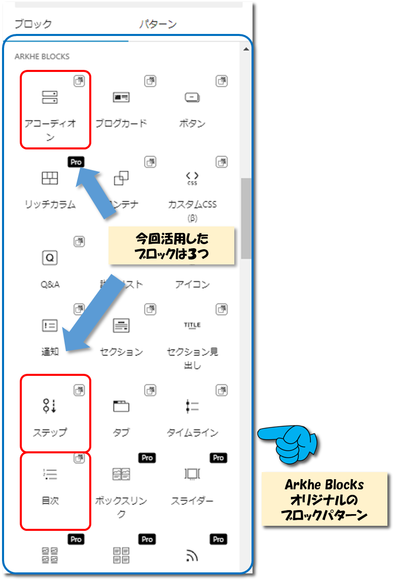 Arkhe Blocksで追加されたカスタムブロック