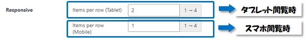 Content Views設定の「Display Settings」の「Responsive」の説明