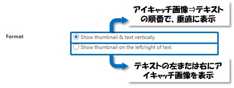 Content Views設定の「Display Settings」の「Format」の説明